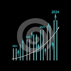 virtual increasing technical graph and up arrow for trader analysis business stock market chart concept