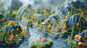 A virtual landscape is dotted with different retirement plan icons each one labeled with a different phase of life early