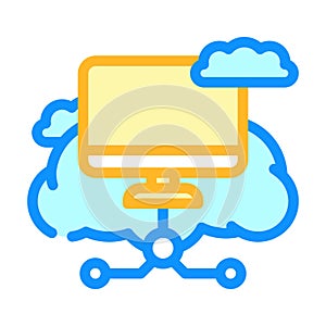 virtual machine cloud computing color icon vector illustration
