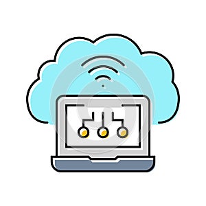 virtual machine cloud computing color icon vector illustration