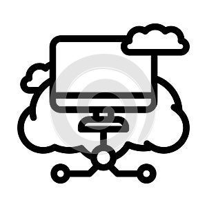 virtual machine cloud computing line icon vector illustration
