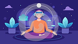 A virtual meditation room that responds to users brain waves providing visual and auditory stimuli to induce a relaxed photo