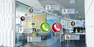 Virtual meeting in modern premises