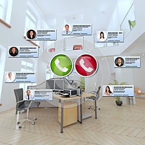 Virtual meeting in modern premises