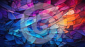 Virtual Minimalistic Theme of Modern Contemporary Geometric Painting With Turquoise and Purple Stained Glass Pattern Background