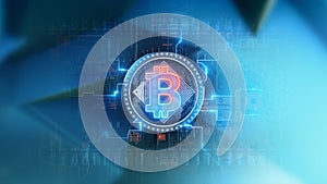 Virtual mining cryptocurrency Bitcoin crypto binary code symbol abstract background