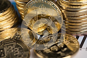 Virtual money, Currency. Bitcoin coins