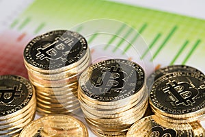 Virtual money, Currency. Bitcoin coins