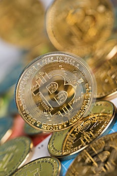 Virtual money, Currency. Bitcoin coins
