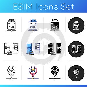 Virtual networking icons set