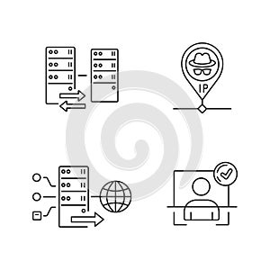 Virtual networking linear icons set