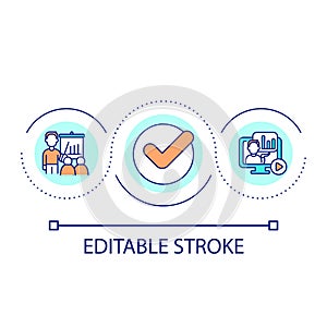 Virtual and onsite employee training loop concept icon