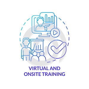 Virtual and onsite training blue gradient concept icon photo