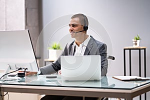 Virtual Personal Assistant Man Making Video Conference