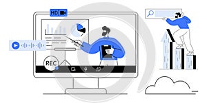 Virtual Presentation with Data Sharing and Online Search Representation