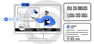 Virtual Presentation with Graphs and Real-Time Interaction on Screen