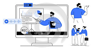 Virtual Presentation With Team Collaboration and Business Interaction Scenes