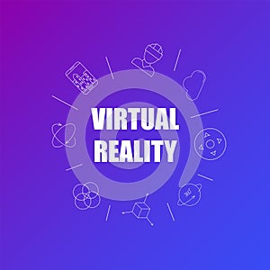Virtual reality background from line icon. Linear vector pattern.