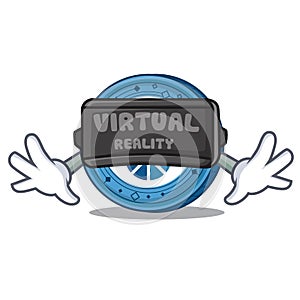 With virtual reality BitShares coin mascot cartoon