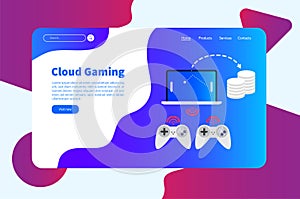 Virtual reality and cloud gaming banner template
