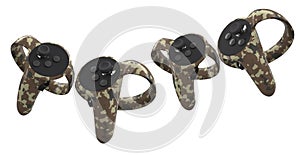 Virtual reality controllers for online gaming isolated on white background.