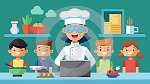 A virtual reality cooking academy where kids can sharpen their culinary skills through interactive lessons and photo