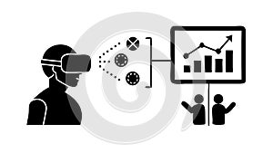 Virtual Reality Data Analysis, VR Business, vector design Generative AI