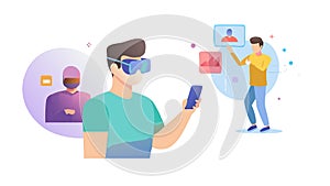 Virtual Reality Experience with Immersive Technology, vector design Generative AI