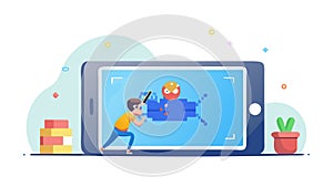 Virtual Reality Experience on a Modern Digital Tablet, vector design Generative AI