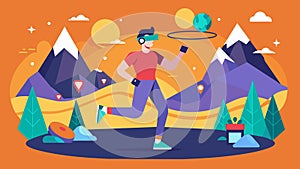 A virtual reality fitness app providing a fully immersive experience transporting the user to different scenic locations