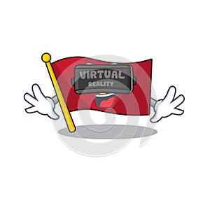 Virtual reality flag vietnam fluttered on mascot pole