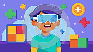 A virtual reality game designed to help children with autism practice recognizing and interpreting facial expressions photo