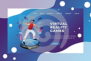 Virtual Reality Games - Web Page Header Landing Page Template Illustration