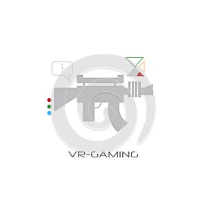 Virtual reality gaming weapon vr digital visual technology line style white background