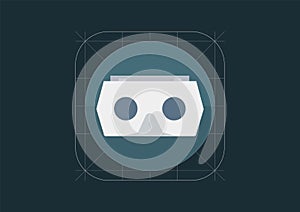 Virtual reality gear vector icon. VR helmet in material design.