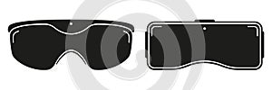 Virtual Reality Glasses Silhouette Icon Set. VR Goggles Symbol Collection. Video Game Headset Glyph Pictogram. Gaming