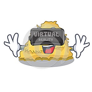 Virtual reality hay bale mascot cartoon