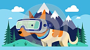 A virtual reality headset designed specifically for dogs allowing them to experience simulated outdoor adventures photo
