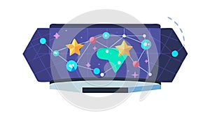 Virtual Reality Headset with Global Metaverse Map, vector design Generative AI