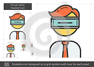 Virtual reality headset line icon.