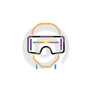 Virtual reality headset line icon, vr glasses outline vector logo illustration, linear pictogram isolated on white.