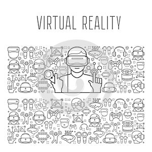 Virtual reality headset man concept