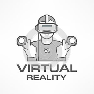 Virtual reality headset man with controller