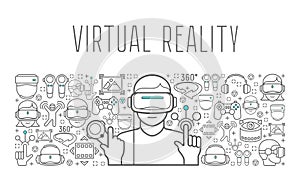 Virtual reality headset man poster