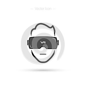 Virtual Reality Headset, Man. VR icon. Vector isolated on white background.