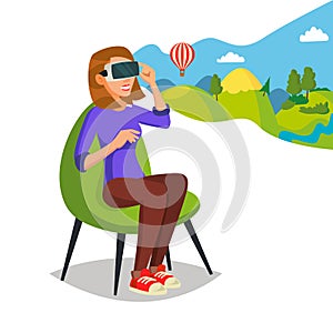 Virtual Reality Helmet, Glasses Vector. Innovation Play Device Glasses. Digital Entertainment Concept. Flat Cartoon