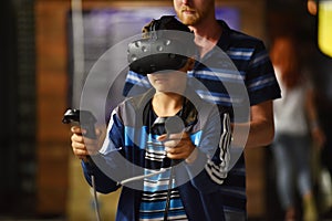 Virtual reality HTC Vive headset and hand controls