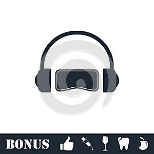 Virtual reality icon flat