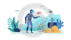 Virtual Reality Immersion and Digital World Vector, vector design Generative AI