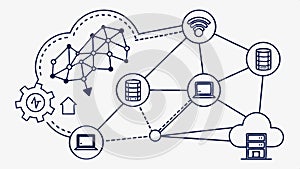 Virtual reality interface, VR technology and digital experience vector design Generative AI